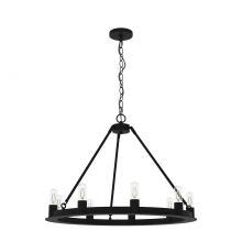  19030 - Hunter Saddlewood Natural Black Iron 9 Light Chandelier Ceiling Light Fixture