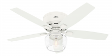  50280 - Hunter 52 inch Bennett Matte White Low Profile Ceiling Fan with LED Light Kit and Handheld Remote
