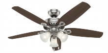  53237 - Hunter 52 inch Builder Brushed Nickel Ceiling Fan with LED Light Kit and Pull Chain