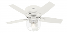  50421 - Hunter 44 inch Bennett Matte White Low Profile Ceiling Fan with LED Light Kit and Handheld Remote