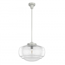  19193 - Hunter Saddle Creek Brushed Nickel with Seeded Glass 1 Light Pendant Ceiling Light Fixture