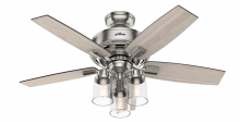  50417 - Hunter 44 inch Bennett Brushed Nickel Ceiling Fan with LED Light Kit and Handheld Remote
