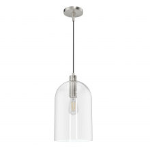  19203 - Hunter Lochemeade Brushed Nickel with Seeded Glass 1 Light Pendant Ceiling Light Fixture