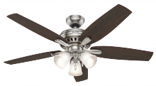  53318 - Hunter 52 inch Newsome Brushed Nickel Ceiling Fan with LED Light Kit and Pull Chain