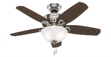  52219 - Hunter 42 inch Builder Brushed Nickel Ceiling Fan with LED Light Kit and Pull Chain