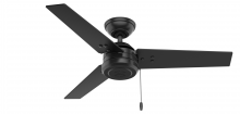  50260 - Hunter 44 inch Cassius Matte Black Damp Rated Ceiling Fan and Pull Chain