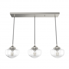  19497 - Hunter Saddle Creek Brushed Nickel with Seeded Glass 3 Light Pendant Cluster Ceiling Light Fixture