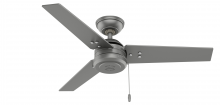  50256 - Hunter 44 inch Cassius Matte Silver Damp Rated Ceiling Fan and Pull Chain