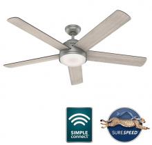  59486 - Hunter 60 inch Wi-Fi Romulus Matte Silver Ceiling Fan with LED Light Kit and Handheld Remote