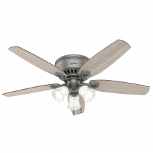  51113 - Hunter 52 inch Builder Matte Silver Low Profile Ceiling Fan with LED Light Kit and Pull Chain