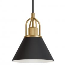  13164 - Hunter Carrington Isle Flat Matte Black and Luxe Gold 1 Light Pendant Ceiling Light Fixture