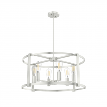  19118 - Hunter Astwood Brushed Nickel with Clear Glass 6 Light Chandelier Ceiling Light Fixture