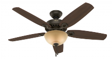  53091 - Hunter 52 inch Builder New Bronze Ceiling Fan with LED Light Kit and Pull Chain