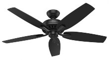  53324 - Hunter 52 inch Newsome Matte Black Damp Rated Ceiling Fan and Pull Chain