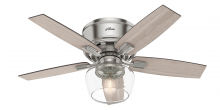  50420 - Hunter 44 inch Bennett Brushed Nickel Low Profile Ceiling Fan with LED Light Kit and Handheld Remote