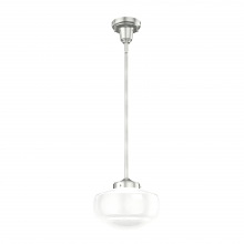 19190 - Hunter Saddle Creek Brushed Nickel with Cased White Glass 1 Light Pendant Ceiling Light Fixture
