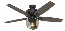  54187 - Hunter 52 inch Bennett Matte Black Ceiling Fan with LED Light Kit and Handheld Remote