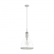  19296 - Hunter Van Nuys Brushed Nickel with Clear Glass 1 Light Pendant Ceiling Light Fixture