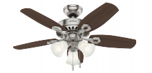  52106 - Hunter 42 inch Builder Brushed Nickel Ceiling Fan with LED Light Kit and Pull Chain