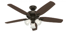  53238 - Hunter 52 inch Builder New Bronze Ceiling Fan with LED Light Kit and Pull Chain