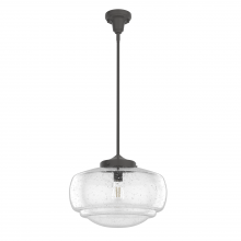  19191 - Hunter Saddle Creek Noble Bronze with Seeded Glass 1 Light Pendant Ceiling Light Fixture