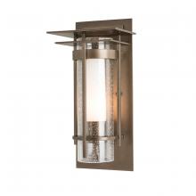 305996-SKT-10-ZS0654 - Banded Seeded Glass Small Outdoor Sconce with Top Plate