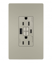 Legrand Radiant 1597TRUSBACNIC4 - radiant Tamper-Resistant 15A Duplex Self-Test GFCI Receptacles wt SafeLock Protection, USB Type