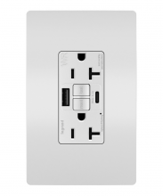 Legrand Radiant 2097TRWRUSBACW - radiant Tamper-Resistant Weather-Resistant Duplex Self-Test GFCI with USB Type A/C Outlet, White