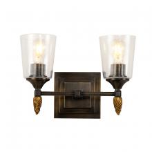  BB1022DB-2-F2G - Vetiver 2-Light Dark Bronze With Gold Accents