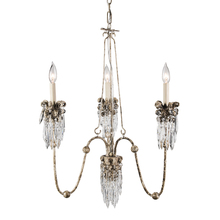  CH1060-3 - Flambeau's Venetian 3 Light Mini Chandelier in Distressed White Bronze and Crystal