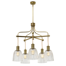  EL/DOUILLE5ABGS753 - Douille Antique Brass Industrial Rustic chandelier with glass