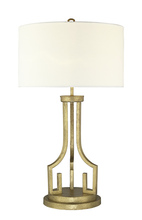  GN/LEMURIA/TL - Lemuria Large Buffet Lamp In Distressed Gold And White Drum Shade