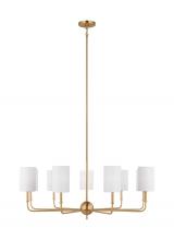  3109309-848 - Foxdale transitional 9-light indoor dimmable chandelier in satin brass gold finish with white linen