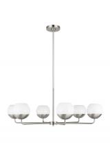  3168106EN3-962 - Alvin modern LED 6-light indoor dimmable chandelier in brushed nickel silver finish with white milk