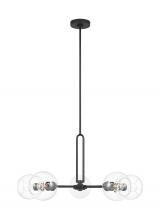  3255705-112 - Codyn contemporary 5-light indoor dimmable large chandelier in midnight black finish with clear glas
