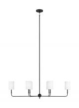  3609306-112 - Foxdale transitional 6-light indoor dimmable linear chandelier in midnight black finish with white l