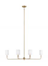  3609306-848 - Foxdale transitional 6-light indoor dimmable linear chandelier in satin brass gold finish with white