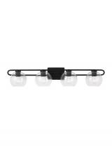  4455704-112 - Codyn contemporary 4-light indoor dimmable bath vanity wall sconce in midnight black finish with cle