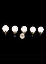  4487905EN-848 - Cafe mid-century modern 5-light LED indoor dimmable bath vanity wall sconce in satin brass gold fini