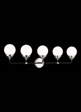  4487905EN-962 - Cafe mid-century modern 5-light LED indoor dimmable bath vanity wall sconce in brushed nickel silver