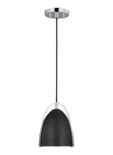  6151701-05 - Norman modern 1-light indoor dimmable mini ceiling hanging single pendant light in chrome silver fin