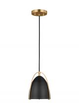  6151701-848 - Norman modern 1-light indoor dimmable mini ceiling hanging single pendant light in satin brass gold