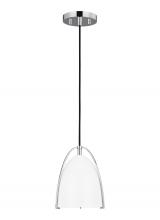  6151801-05 - Norman modern 1-light indoor dimmable mini ceiling hanging single pendant light in chrome silver fin
