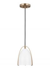  6151801-848 - Norman modern 1-light indoor dimmable mini ceiling hanging single pendant light in satin brass gold