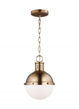  6177101EN3-848 - Hanks transitional 1-light LED indoor dimmable mini ceiling hanging single pendant light in satin br