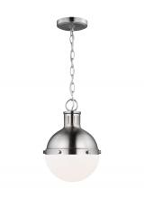  6177101EN3-962 - Hanks transitional 1-light LED indoor dimmable mini ceiling hanging single pendant light in brushed
