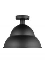  7836701-12 - Barn Light traditional 1-light outdoor exterior Dark Sky compliant round ceiling flush mount in blac