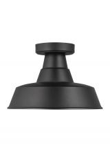  7837401-12 - Barn Light traditional 1-light outdoor exterior Dark Sky compliant ceiling flush mount in black fini