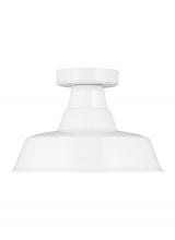 7837401-15 - Barn Light traditional 1-light outdoor exterior Dark Sky compliant ceiling flush mount in white fini