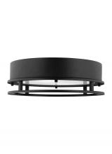 Visual Comfort & Co. Studio Collection 7845893S-12 - Union modern LED outdoor exterior flush mount ceiling light in black finish and tempered glass diffu